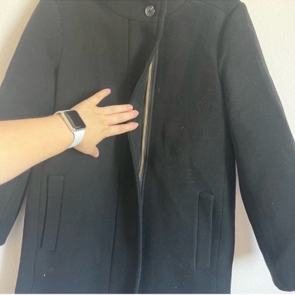 NWT J. Crew Factory Button-neck City Coat Jacket in Black Size: 2P - Picture 7 of 11
